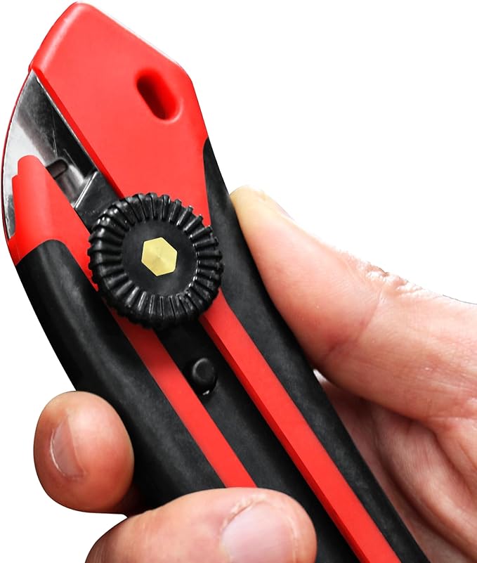 HAUTMEC 25mm Extra Heavy-Duty Utility Knife, Multi-Purpose Snap-off Box Cutter, Ratchet-lock Mechanism, Reinforced Fiberglass Handle HT0250-KN