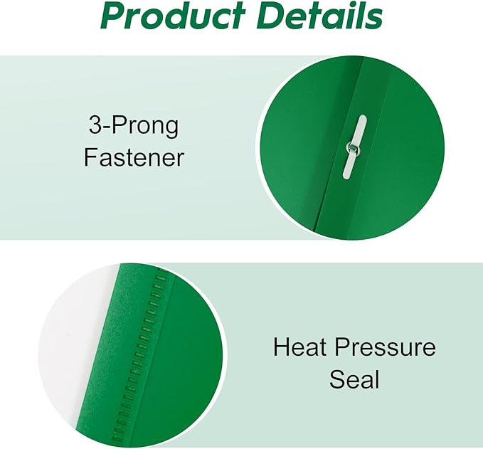24-Pack Plastic Folders with Pockets and Prongs,2-Pocket Folders with 3 Fasteners, Holds 8-1/2" x 11" Paper for School/Office/Home, Green