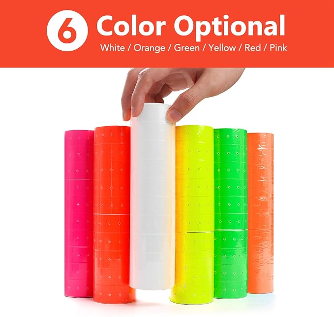 8 Digits Price Tag Gun Kit with 5000 Sticker Labels and 3 Ink Refill， Label Gun Pricing Guns for Office， Retail Shop， Grocery Store Organization Marking (30 Roll Saffron)
