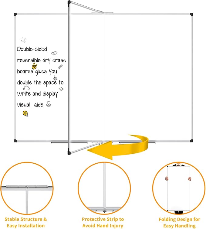 XBoard Magnetic Whiteboard 72 x 48 Inch | Giant Foldable Dry Erase White Board for Wall with Marker Tray 6' x 4' | Extra Large Aluminum Frame Folding Message Presentation Board