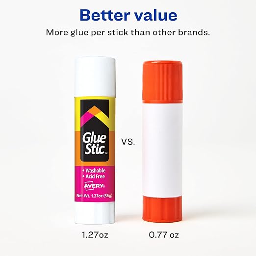 Avery Glue Stic - Washable, Glue Sticks for Classroom, Crafting, and Office Use, 1.27 oz., 1 Stick, White (00191)