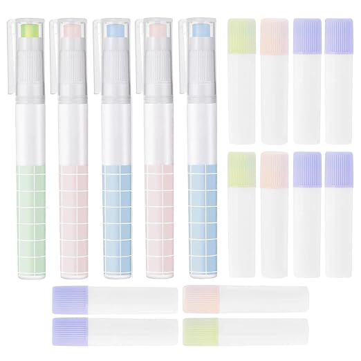 17 Pcs Pen-Style Aesthetic Glue Sticks, Including 5 Pastel Colors Adhesive and 12 Glue Stick Refills, 4.5 x 2.8 x 0.6 in, Easy to Use for Office, School, Art Project