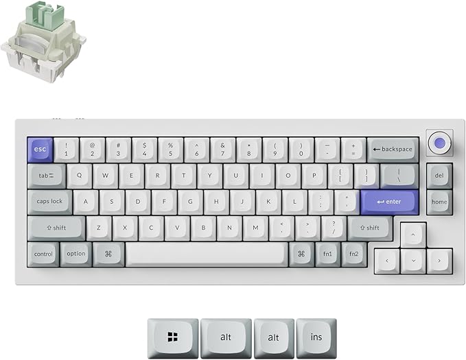 Keychron Q2 HE 8K Wired Hall Effect Gaming Keyboard with Magnetic Switches, 65% Layout, Rapid Trigger, Aluminum Body, Adjustable Actuation, Knob, RGB, Compatible with Mac/Windows/Linux – White