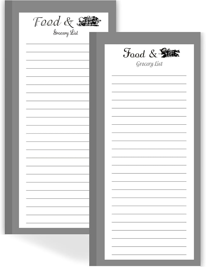 Utron 2 Pack Magnetic Notepads for Refrigerator, 100 Pages/BookGrocery List Magnet Pad for Fridge, Design Magnetic Grocery List Pad for Fridge, Grocery List Notepad, to-Do Memos, List(8 x 20.3cm)