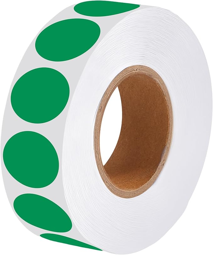 1000 Pcs Round Stickers 1 Inch Color Circle Dot Stickers Small Code Labels for Office Shop Yard Sale Home Classroom Marking (Green, 1 inch)