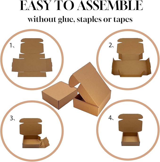 Shipping Boxes 6x5x2 inch 50 Pack,Brown Corrugated Boxes Mailer Packaging for Mailing Small Business，E-Commerce Gift Boxes for Wrapping Present Moving Storage Heavy Duty Recycled Cardboard Boxes