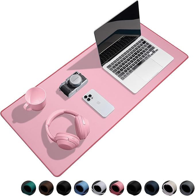 Waterproof Large Gaming Mouse Pad with Durable Stitched Edges, Non-Slip Rubber Base, Grainy Jacquard Mouse Mat Desk Pad for Home Office Gaming, 31.5''x11.8''x0.12'', Pink