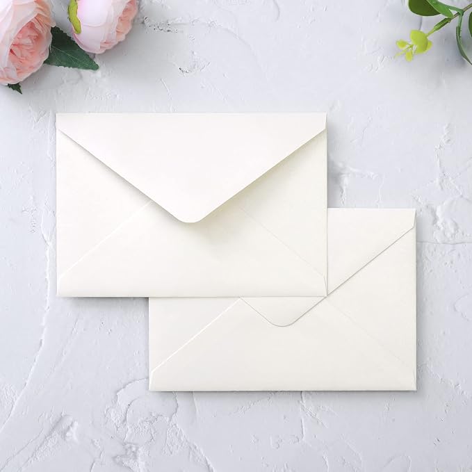 PONATIA 50 Pack A4 Envelopes for 4x6 Cards, 4.33 x 6.3'' Ivory Envelopes Perfect for Gift Cards, Wedding Details Cards, Thank You Cards