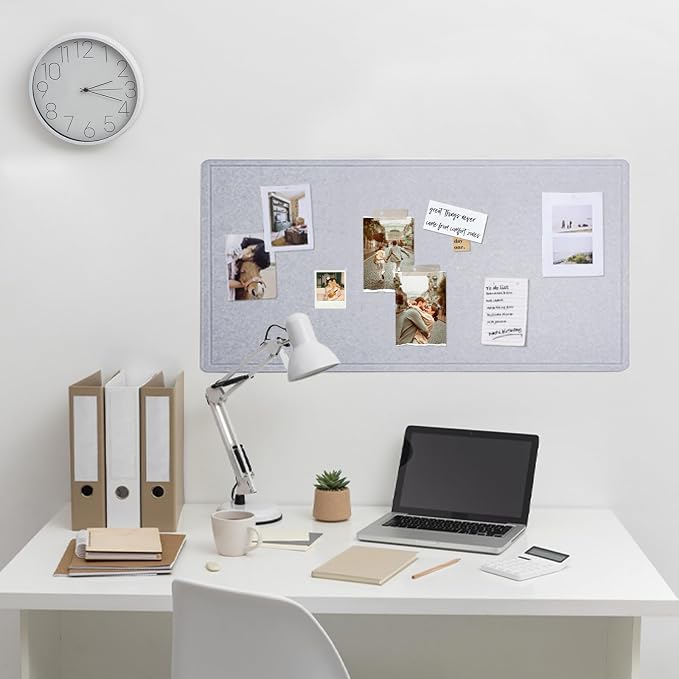 Felt Bulletin Board 35x18 inches, Decorative Pin Board for Home & Office | Cork Board Alternative for Wall with Push Pins, Display Mood Board for Photos, Notes & Reminders