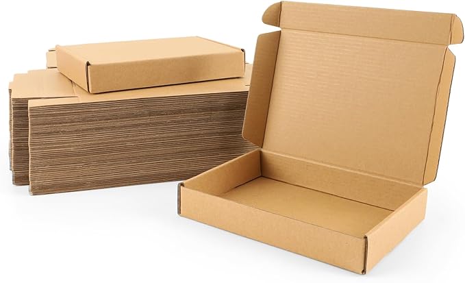 BIOBROWN 7x5x1" Small Shipping Boxes 50 Pack, Corrugated Cardboard Mailer Boxes Bulk for Packaging Small Business Mailing Gift, Kraft Brown