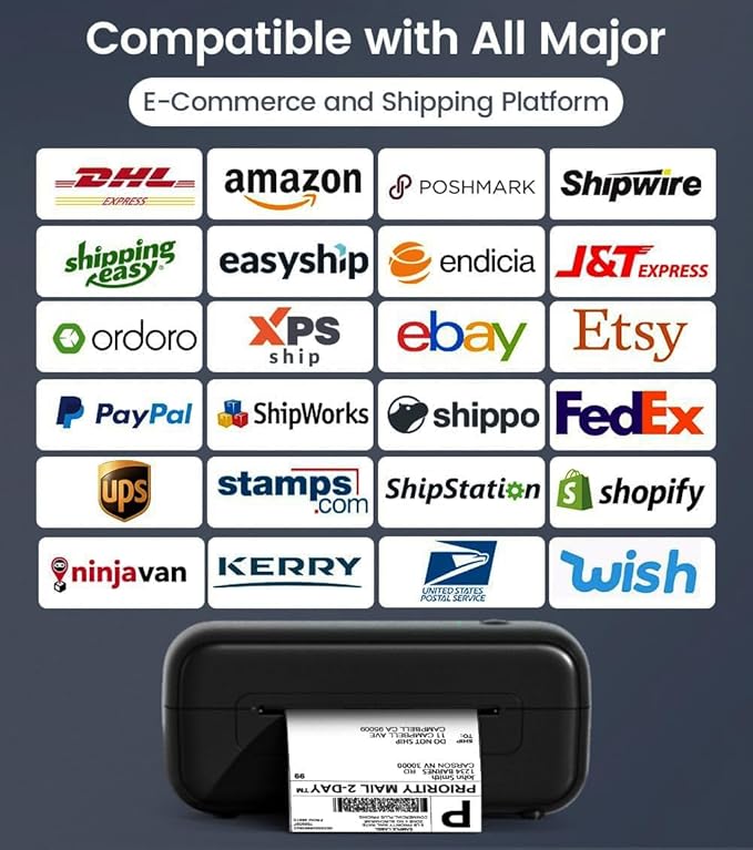 Phomemo Shipping Label Printer- 4x6 Bluetooth Thermal Address Label Printer for Small Business,Barcode Compatible with iPhone,Android,Windows,Mac,Chromebook,for Shopify USPS-Black