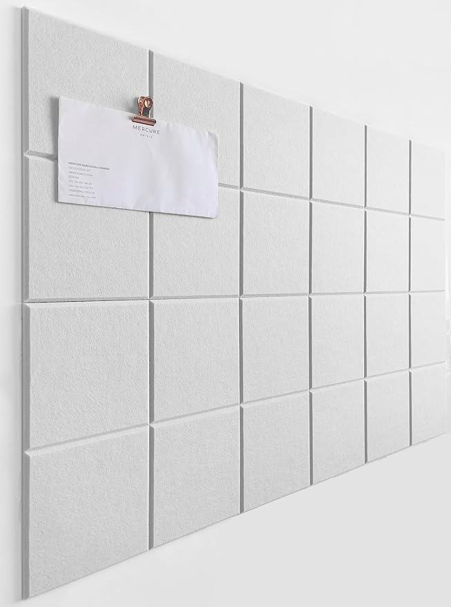 Felt Bulletin Board- Cork Board Tiles Alternative - 6 Pack Square Felt Wall Tiles with Safe Removable Adhesive Tabs -