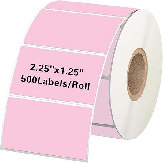 Starboling 2.25" x 1.25" Pink Direct Thermal Labels,Self-Adhesive Printer Label for Address,Logo,Shipping,Barcodes,QR Code