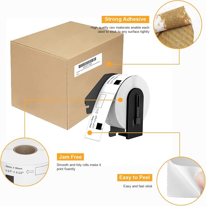 (12 Rolls + 1 Frame, 4800 Labels) Labelebal Compatible 1-1/7" x 3-1/2"(29mm x 89mm) Direct Thermal Labels Replacement for DK-1201 Shipping Mailing Postage Address Compatible for Brother QL Printer