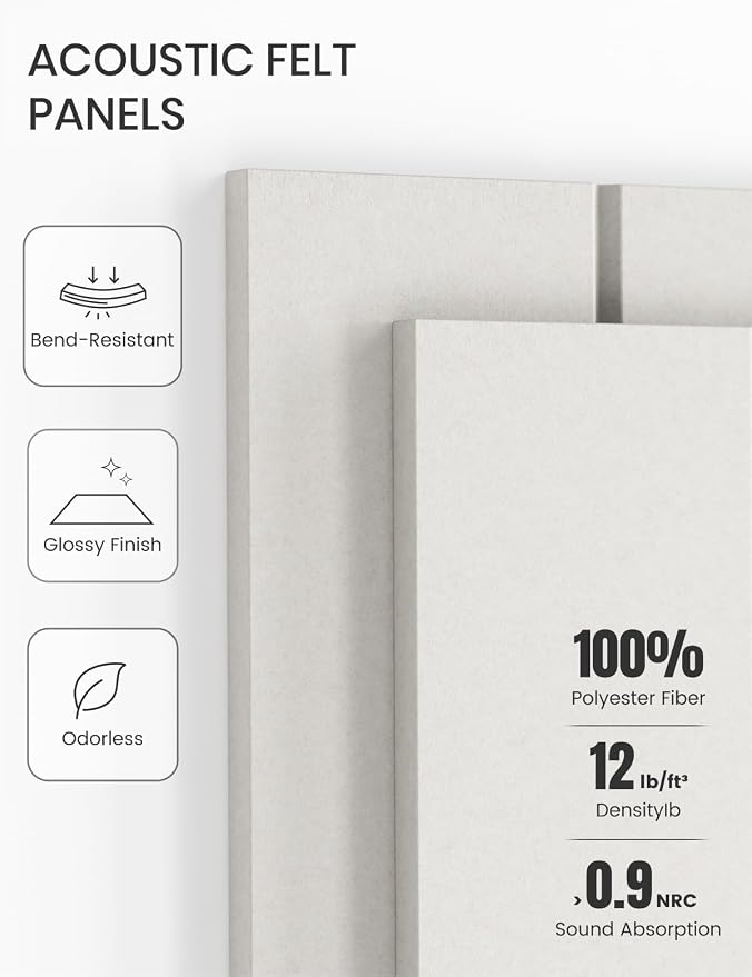 Fluxynara 36" x 24" Large Felt Bulletin Board, Milky White | 6 Pack Cork Board Alternative with 30 Safe Adhesive Tabs, Pin Boards for Wall Decor, Home, Office, Classroom,Dorm