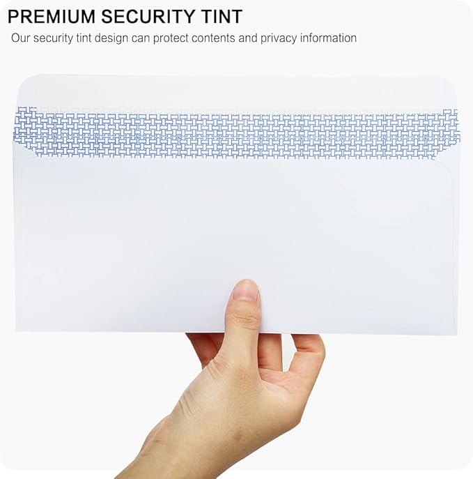 500 Pack #10 Single Left Window SELF Seal Security Envelopes, Designed for QuickBooks Invoices & Business Statements, Computer Printed Checks Peel and Seal Flap, Size 4-1/8 x 9-1/2 Inches, 24 LB