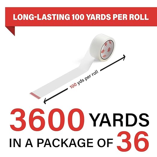 Simply Cool Packing Tape 36 Rolls, Clear Heavy Duty Shipping & Packaging Tape for Boxes, Moving, Mailing & Storage – Strong, 1.88” Wide x 100 Yards Per Roll, 3600 Yards Total