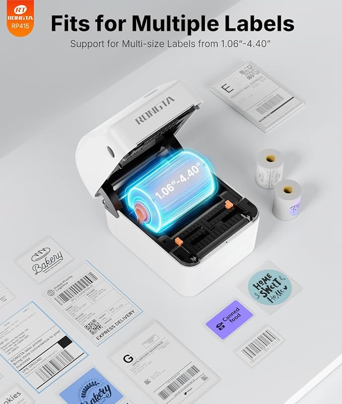 Rongta Thermal Shipping Label Printer, Wireless 4x6 Bluetooth Label Sticker Printer for Shipping Packages for Small Business,Compatible with Windows macOS Android and iOS