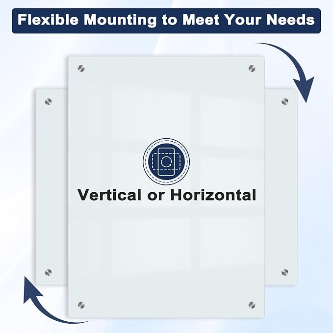 Magnetic Glass Whiteboard, 30" x 20", Frameless Wall Mount, Normal White | Glass Dry Erase Board for Wall, Includes 1 Marker Tray and 6 Magnets, White Board for Office, Home, Classroom