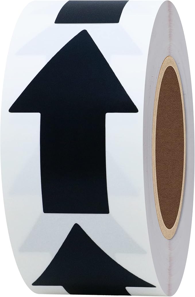 Hybsk Arrow Stickers Bright Eye-Catching Versatile Arrow Signs for Office Marking Plans Total 500 Labels Per Roll (Black)