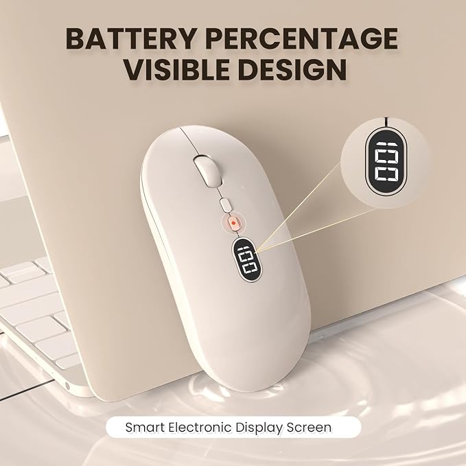 MAGIC-REFINER X1 Wireless Computer Mouse with Battery Level Visible | 2.4G Portable, Ultra Slim USB Mouse, Silent Click, 1600 DPI for Win/Mac/PC/Laptop/Computer/Office/Travel