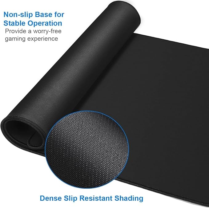Large Extended Gaming Mouse Pad, Water Resist Non-Slip Mousepad Rubber Base | Gaming MousePad, Water Resist Non-Slip Mousepad Rubber Base Long XXL Large Extended Mat for Work & Gaming, Office Home, Black