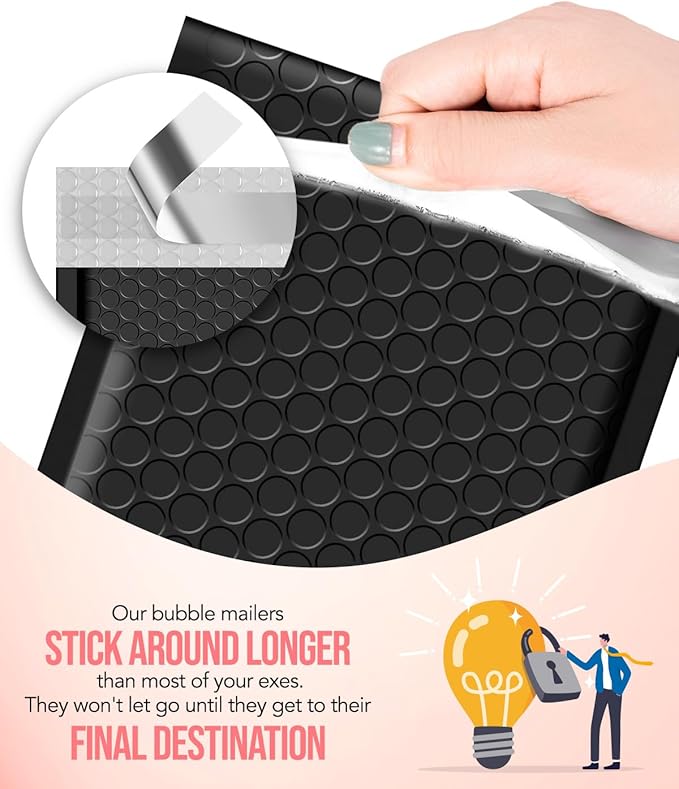 GSSUSA Black Bubble Mailers 4X8" 200 Pack, Usable Size 4X7" Padded Envelopes Small Shipping Mailer Strong Adhesion Bubble Envelope,Self-Seal Mailing Envelopes for Small Items, Business