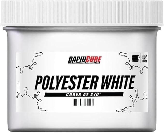 Rapid Cure® Screen Printing Ink Polyester White (8oz.) - Plastisol Ink for Screen Printing, Fast Curing Fabric Paint - Screen Print Direct®, USA Made