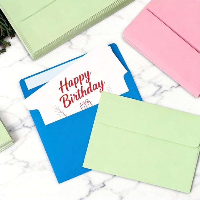 30 Pack A4 Blank Cards with Envelopes, 4x6 Colored Folded Cardstock and Matching Colored Self-Seal Envelopes, Printable Thank You Greeting Cards, for Custom Printing, Wedding, Birthday & All Occasions