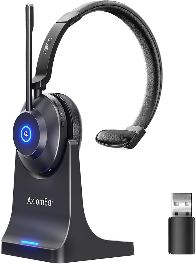 Bluetooth Wireless Headset with Mic for Work, Advanced Noise Reduction Microphone, Clear Calls - Comfortable On-Ear Headphones, Bluetooth 5.3, Applicable to Laptop, PC, Zoom, Office, Phone