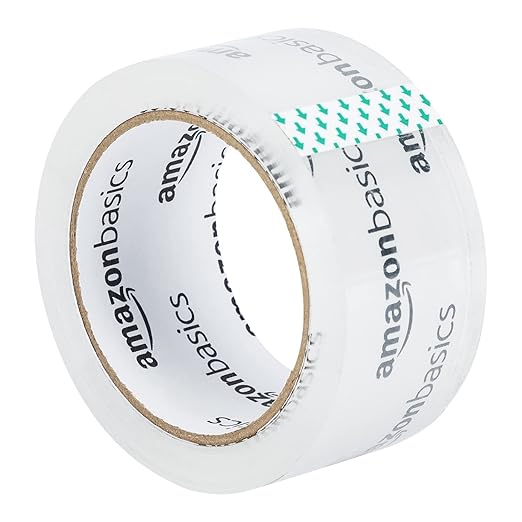 Amazon Basics Packing Tape, Strong & Durable for Moving, Storage, Shipping, Mailing and Sealing, Crystal Clear, 1.88" x 109 Yards, 6-Pack