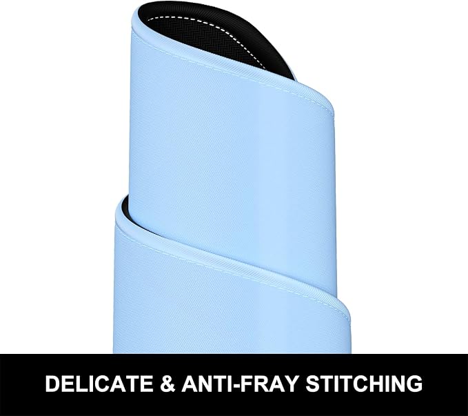 Hsurbtra Desk Pad, 32" x 16" Premium-Textured Desk Mat, Stitched Edge Anti-Slip Waterproof Rubber Mouse Pad, L Extended Computer Mat for Office Gaming Laptop Keyboard Sky Blue