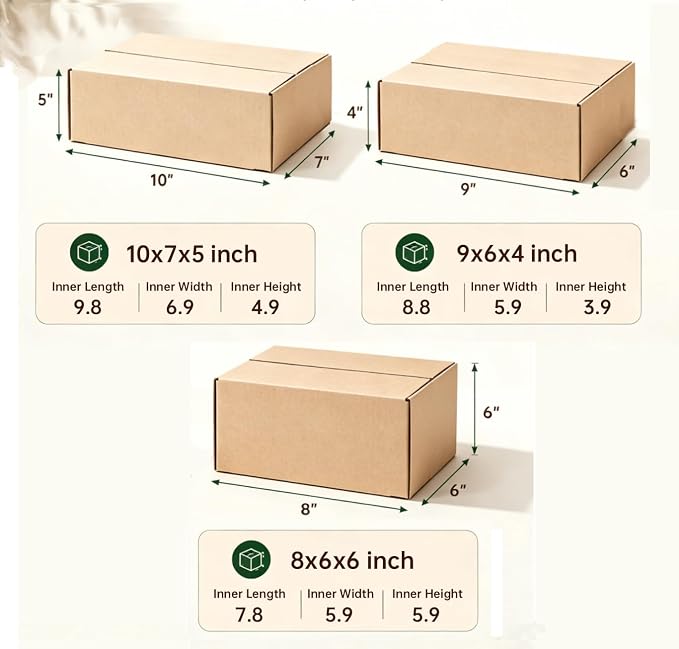 36Pcs Shipping Boxes,8x6x6,9x6x4,10x7x5 Mix and match Small Shipping Boxes | 3 Sizes 12PCS Each shoe boxes cardboard