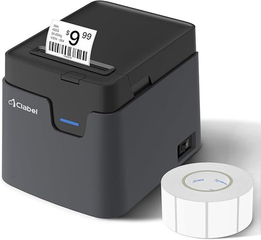 CLABEL Label Maker, Thermal Barcode Printer with No Bound Consumables, Bluetooth & USB Connection, Supports Various Sized 0.98"-1.96", Label Printer for Small Business