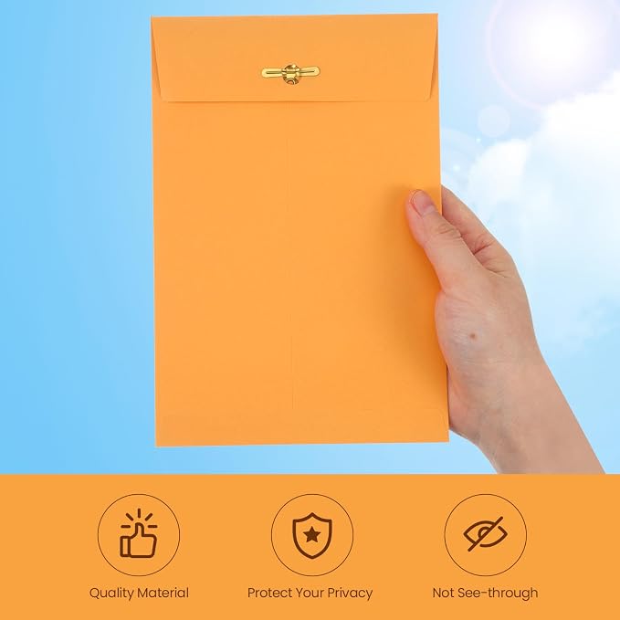 Teling 50 Pcs Manilla Clasp Envelopes Kraft Closure | Metal Clasp Secure Closure, Reinforced Flap, Small Catalog for Documents Mailing Files, Office School Business Home