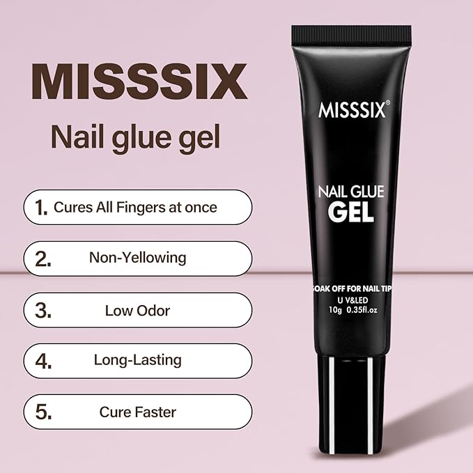 Misssix Short Coffin Gel x Nail Tips Kit, 216Pcs Pre Etched Clear Fake Nails, Full Cover False Nail 9-in-1 Gel Glue and Portable Mini U V Nail Lamp for Women 12 Sizes