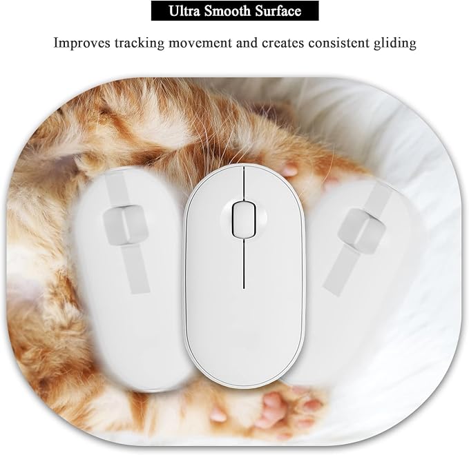 Small Mouse Pad 6 x 7 Inch, Oval Mini Mouse Pad with Non-Slip Rubber Base, Waterproof Compact Mouse Mat for Laptop Computer Wireless Mouse Keyboard Tray Home Office Travel, Cat