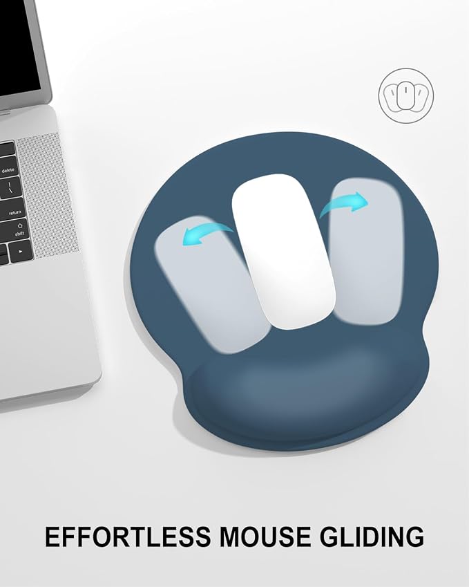 Auhoahsil Mouse Pad, Ergonomic Mouse Pad with Wrist Rest, Pain Relief Computer Gel Mouse Pad Wrist Support for Laptop, Mousepad with Non-Slip PU Base, Mouse Pads for Desk, Navy Blue