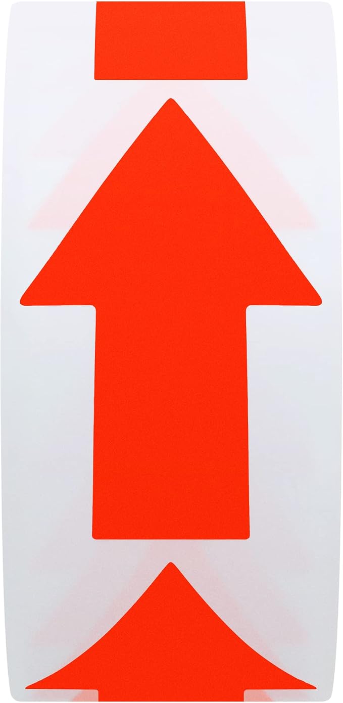 Hybsk Arrow Stickers Bright Eye-Catching Versatile Arrow Signs for Office Marking Plans Total 500 Labels Per Roll (Fluorescence Red)