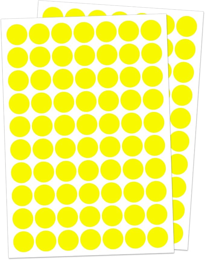 1" Yellow Dot Stickers 1050 PCS Circle Round Color Coding Label | Used for manual labor in kindergartens, garage yard price sales, organizing activity color groups,marking spice bottles