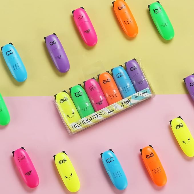 enlegend 6 pieces Cute highlighters Bird Design Kawaii Stuffs Mini Highlighters Pen Neon Color Chisel Tip Gift Highlighter Marker - stocking stuffers - gift for kids
