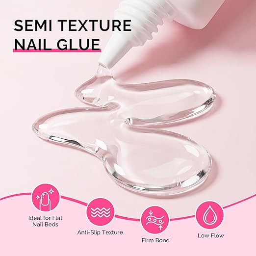 MelodySusie Super Strong Nail Glue, Semi Solid Nail Glue Press On Nails, Quick Drying, No UV Lamp Needed, Long Lasting, Nail Glues DIY Home Salon Manicure 15ml