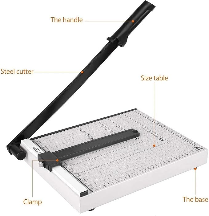 Guillotine Paper Cutter and Trimmer with Various Cut Length, Multi Sheet Capacity, Heavy Duty Blade for Photo Craft Cardstock, Large Paper Cutter for Home or Office