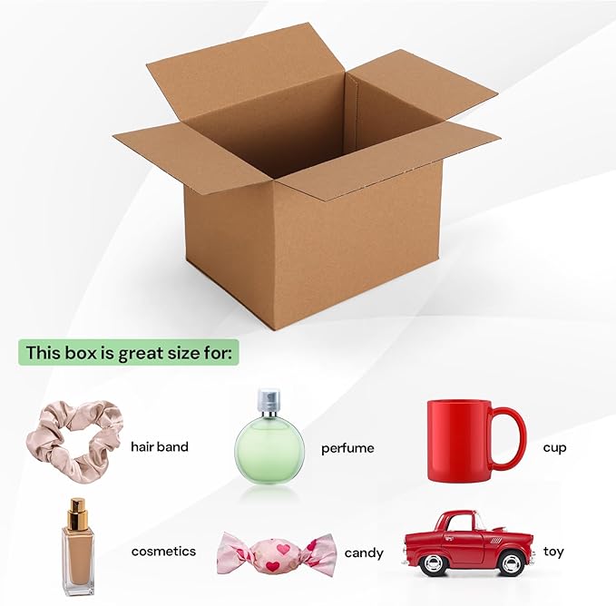 Rempry 30 Pack 8x6x6 Shipping Boxes Brown, Small Corrugated Cardboard Box for Mailing, Packaging Small Business, Kraft Mailer Gift Boxes