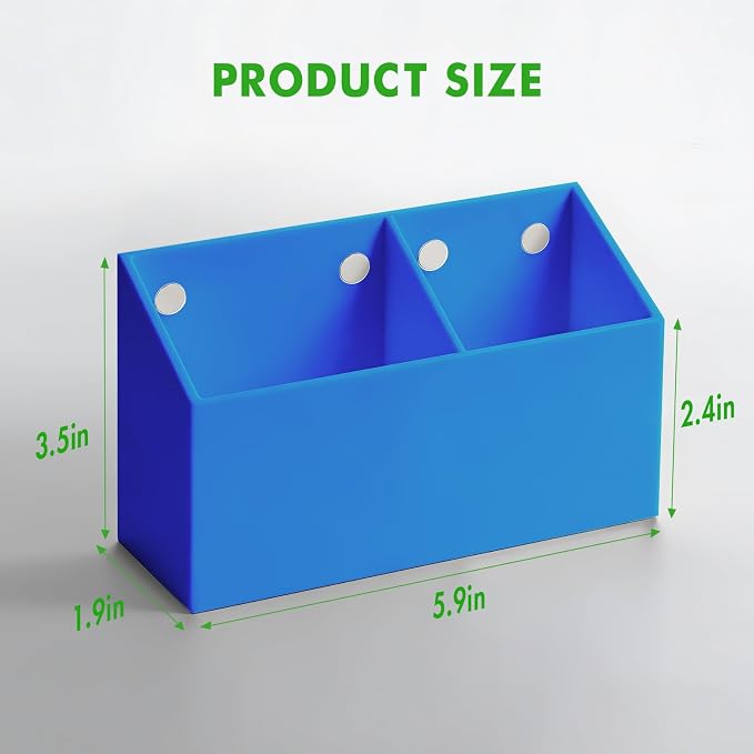 Acrylic Magnetic Pen Holder for Whiteboard,Fridge, School Supplies | Magnet Dry Erase Marker Holder for Refrigerator, Pencil Cup for Teacher Classroom,Office Accessories, Locker Organizer-Blue