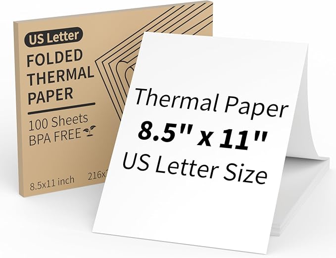 MFLABEL 8.5x11 Thermal Paper - 10-Year Fade-Proof! 100-Sheet Letter Size for Portable Printers (Compatible with iDPRT/Peripage/Munbyn) | BPA-Free Quick-Dry | Not for Laser/Inkjet