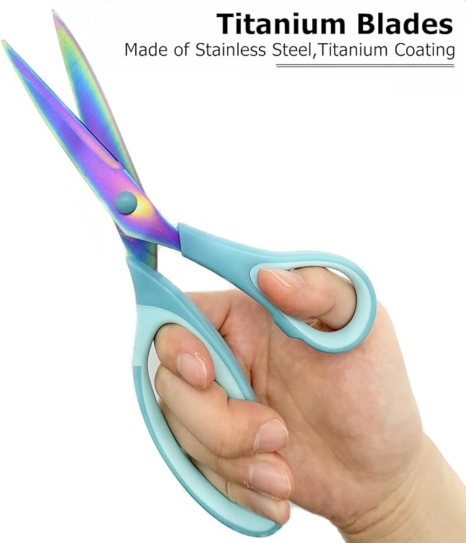 Scissors All Purpose,5, 8, 10 Inch 3 Pack,Blue | Sharp Blades, Comfort Grip, Home, Office, Sewing, Fabric, Kitchen, Arts & Crafts, DIY Supplies