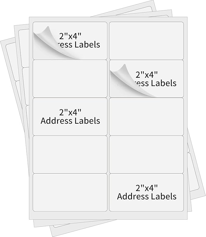 500 Sheets 5000 Labels Shipping Labels, 2 x 4 Sticker Paper for Laser/Inkjet Printer Mailing Labels, 10 UP Address Labels, Permanent Adhesive Sticker Labels