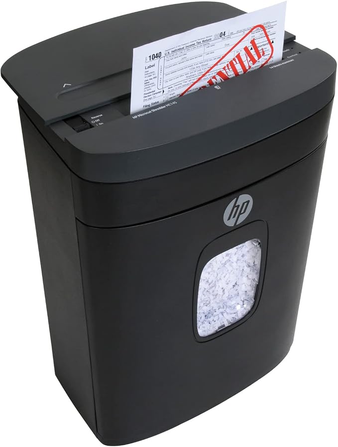HP - Micro Cut Paper Shredder, 14-Sheet with Slide Top for Office | Micro Cut High Security Shredding, Slide Top Design, Pullout Basket, Rolling Casters, Home And Office Use