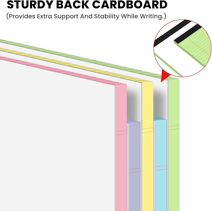 10pcs Legal Pads 8.5 x 11,Notepads 8.5 x 11 Inch, 30 Sheets/Pack, Color Note Pads Clear Print Writing Pads of Paper, Perforate Wide Ruled Lined with Sturdy Back for Office, Business & School Supplies